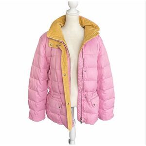 Bogner x Goan Thymann Pink Insulated Ski Jacket Corduroy Collar Vintage Size 42